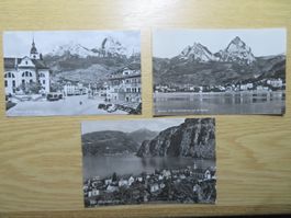 Schwyz, Brunnen, Hergiswil 3 Ansichtskarten gelaufen