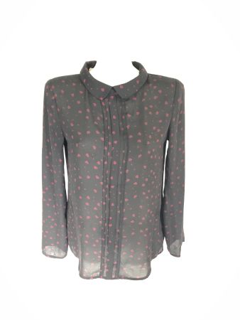 Superbe blouse Promod noire motifs cœurs taille 38 40