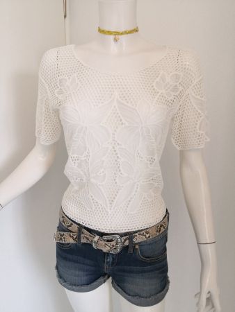 🤩MANGO HÄKEL-TOP WEISS & BLUMEN-MUSTER NEU & D&G P.