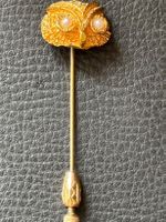 Broche Chouette doré et Perles Fines, bijou fantaisie