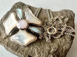 Designer Blüten Anhänger S925 mit Kordes & Lichtenfels Kette