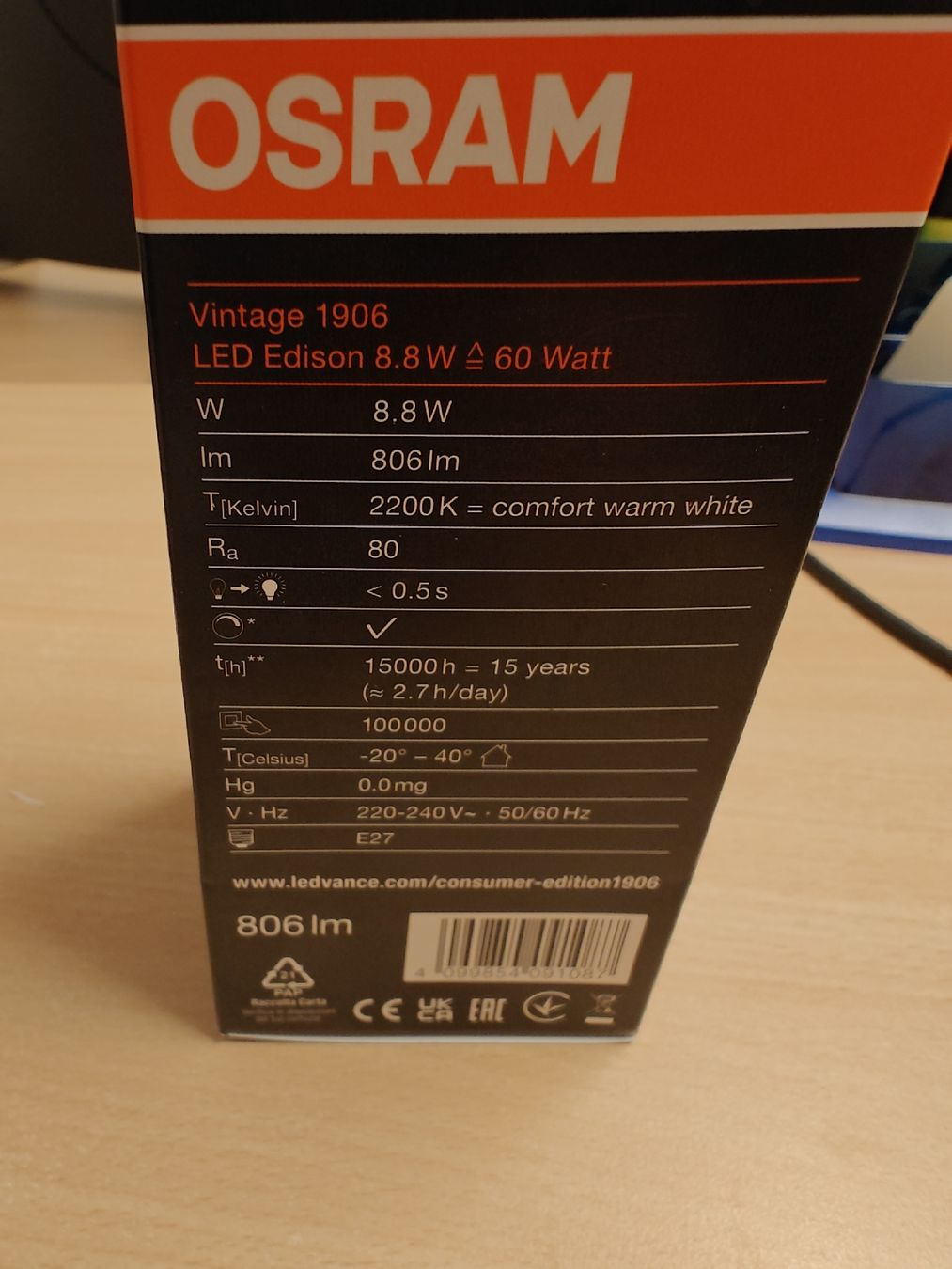 Osram Lampade: Vintage Glühbirne, Osram Edison 1906, E27 LED – Nuovo e nell'imballaggio originale da Wila venduto da ram_lgt2 2