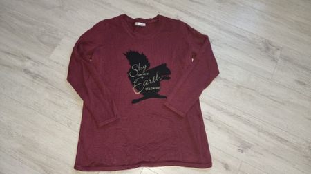 Herbstpullover Eichhörnchen Gr.40/42 weinrot Damenpulli