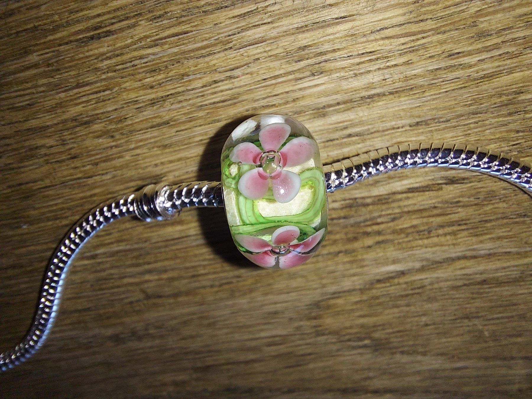 Perle (finte): Lampwork Glasperle mit Blumen Glas bead – Nuovo (secondo la descrizione) da Langenthal venduto da flowersNbirds 2