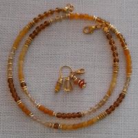 Halskette ODER Armband aus Citrin, Chalzedon und Bernstein