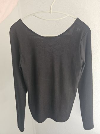 Pull noir manches longues, dentelle automne🍂