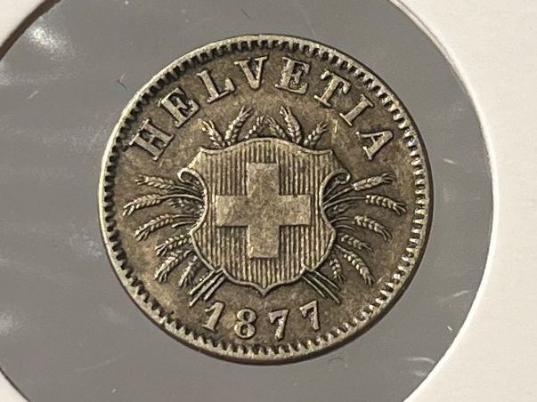 Tutti le monete: 5 Rappen 1877, Vorzüglich, Kat.: 145.-!!! – Usato da Tägerwilen venduto da Beata1sager