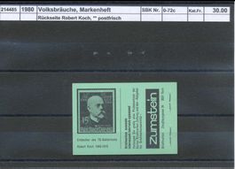 1980 "Volksbräuche", Markenheftchen "grün", ** postfrisch