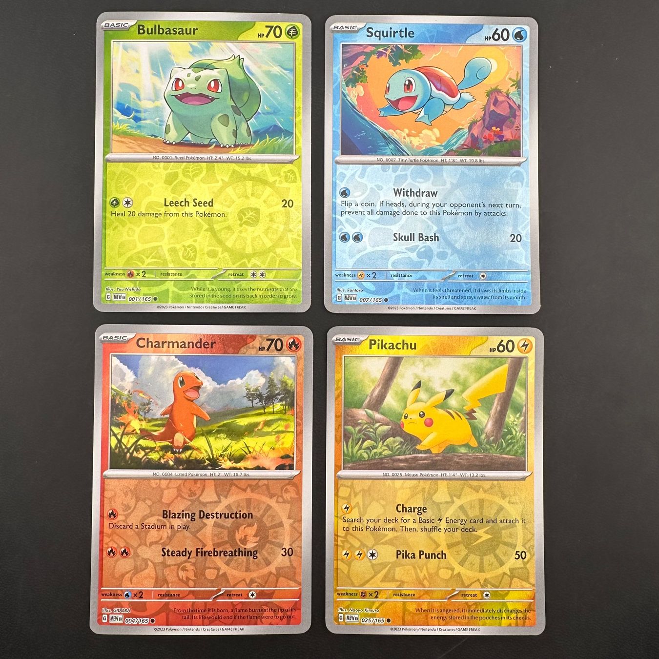Pokémon Cartes à collectionner: 151 Reverse Holo EN Bulbasaur, Charmander, Squirtle, Pikachu – D'occasion à Obergerlafingen par collector-shop.ch