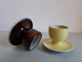 2 Vintage Eierbecher von Jakob Gelzer CH-Keramik, Vogelsign.