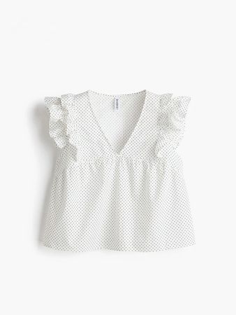 Süsses Volant-Top mit Punkten – Romantischer French Chic