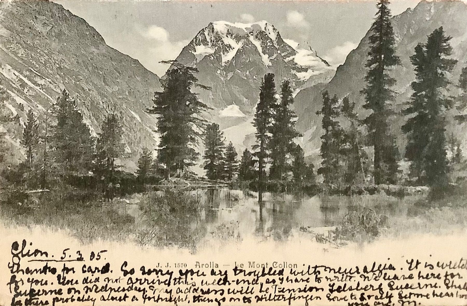 Cartoline postali: 1905 - AROLLA - Le Mont Collon – Usato da Root venduto da ENGLAND-TREASURES 1