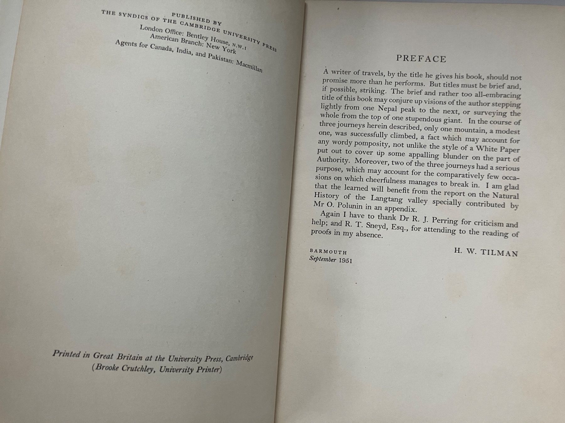Libri: Nepal Himalaya by H.W.Tilman – Usato da ZUERICH venduto da Carolus1 1