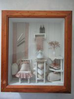 Vintage Diorama Zimmer Wanddisplay Bildbox weiss/beige