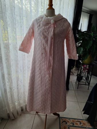Robe de chambre rose vintage matelassé - Taille M