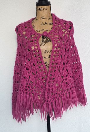 Wunderschöne Woll-Poncho, Weinrot, Top !
