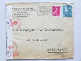 BELGIEN - Zensurbrief 194(?), von BRUXELLES nach NEUCHÂTEL