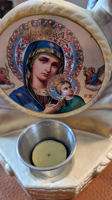 Portacandele: Religiöser Kerzenhalter Madonna mit Kind – Usato da Ascona venduto da ArtRomantica 1