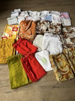 Retro Stoffreste Vintage 70er Jahre Muster Uni bunt