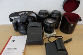 Sony Alpha a550 Spiegelreflex Kamera mit viel Zubehör