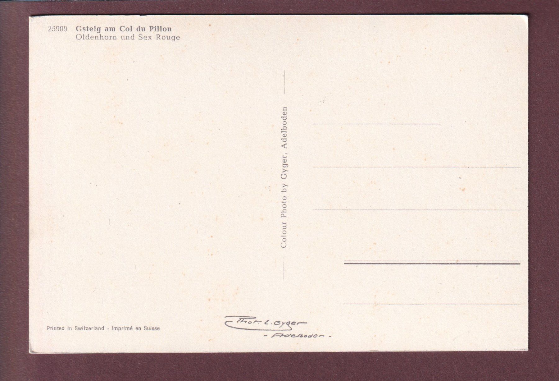 Cartoline postali: GSTEIG am Col du Pillon – Usato da Pully venduto da nicecards 1