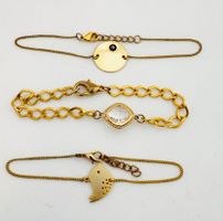 3 x Armbänder, verstellbar, Vogel, Kristall, Plättchen Neu