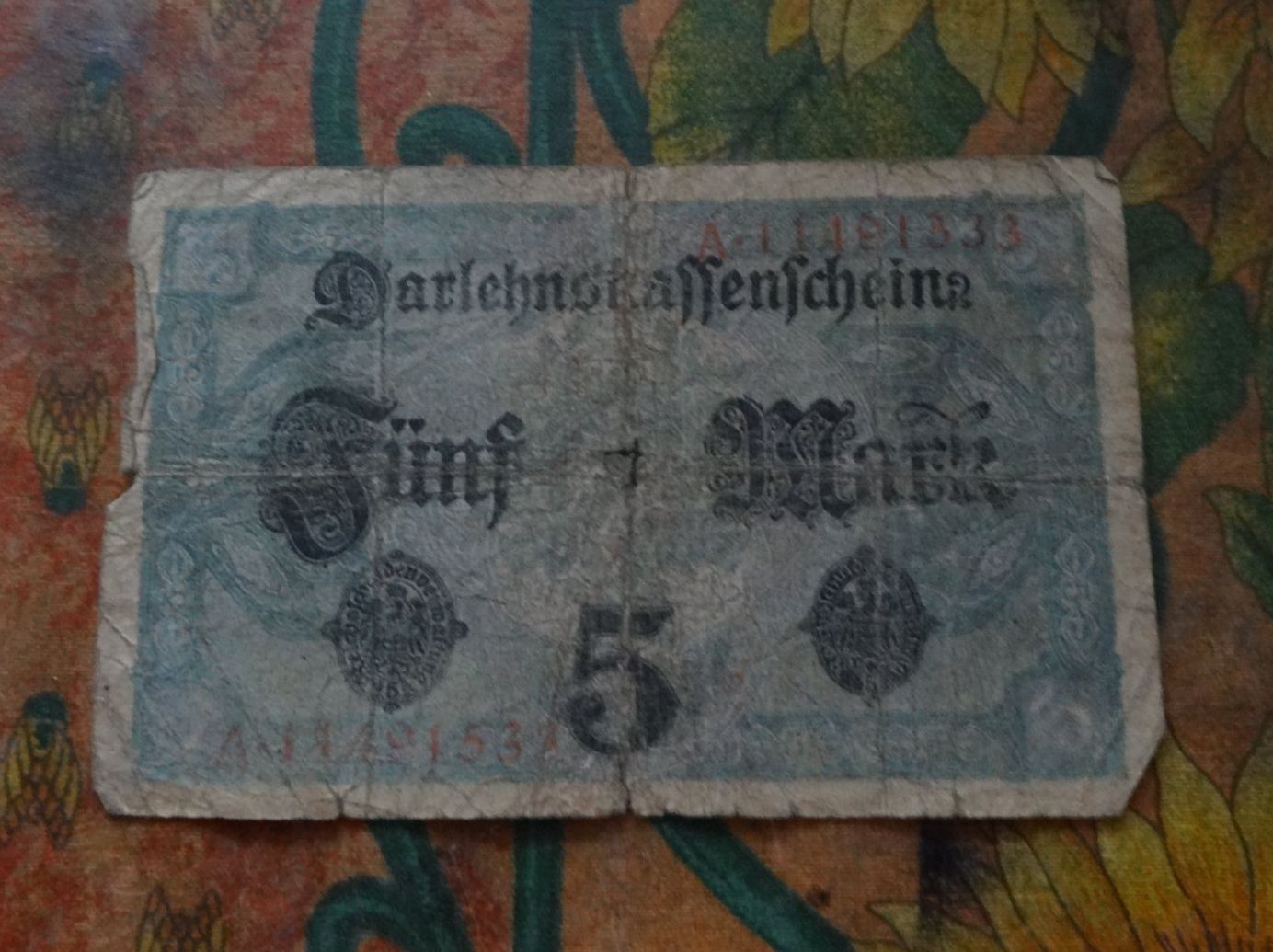 Banconote: DEUTSCHLAND  5  Mark  1917  Billet – Usato da Romanel-sur-Lausanne venduto da Swift13 1
