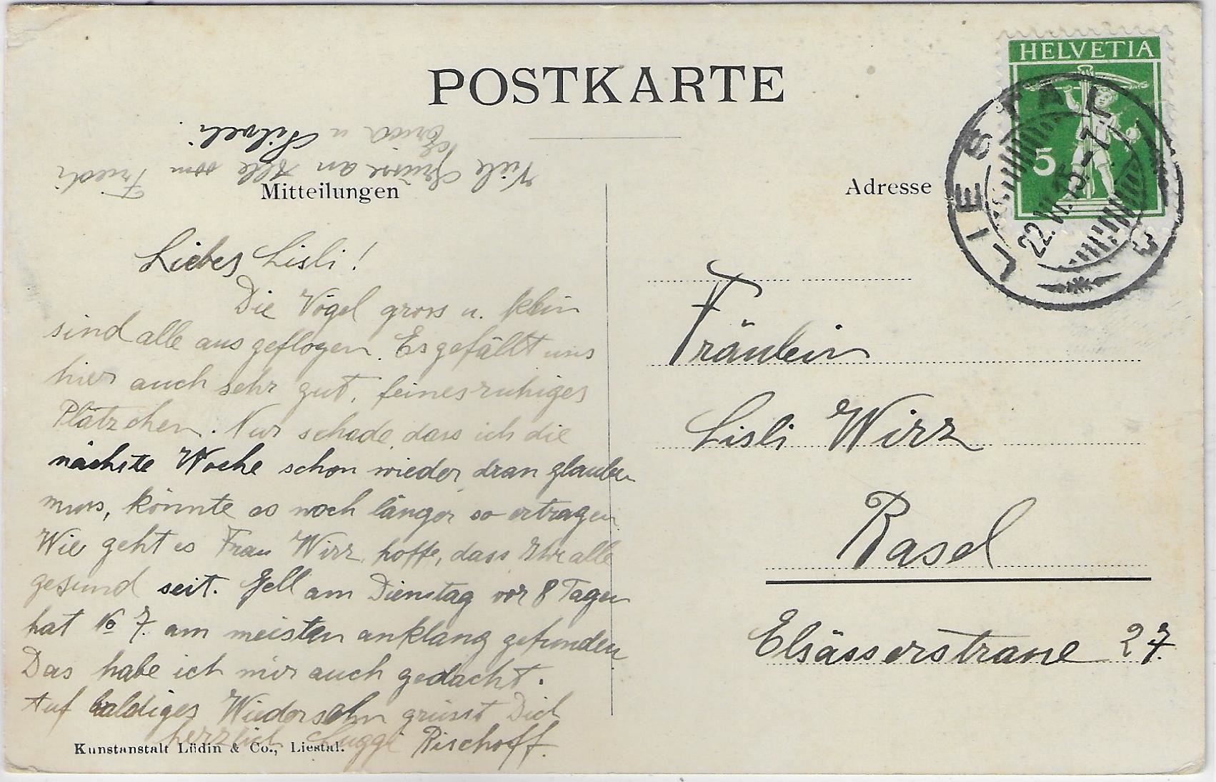 Cartoline postali: Liestal - Pension Belvedere – Usato da Ettingen venduto da Kartenplanet 1