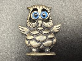 Eulenfigur 925 Silber mit blauen Vintage-Augen