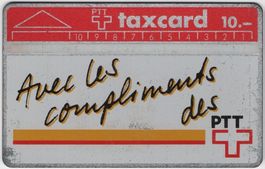 10 CHF Avec les compliments des PTT - PTT Geschenk Taxcard
