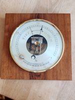 Lufft Barometer/Thermometer auf furniertem Holzockel