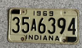 Original 1969 Indiana License Plate 