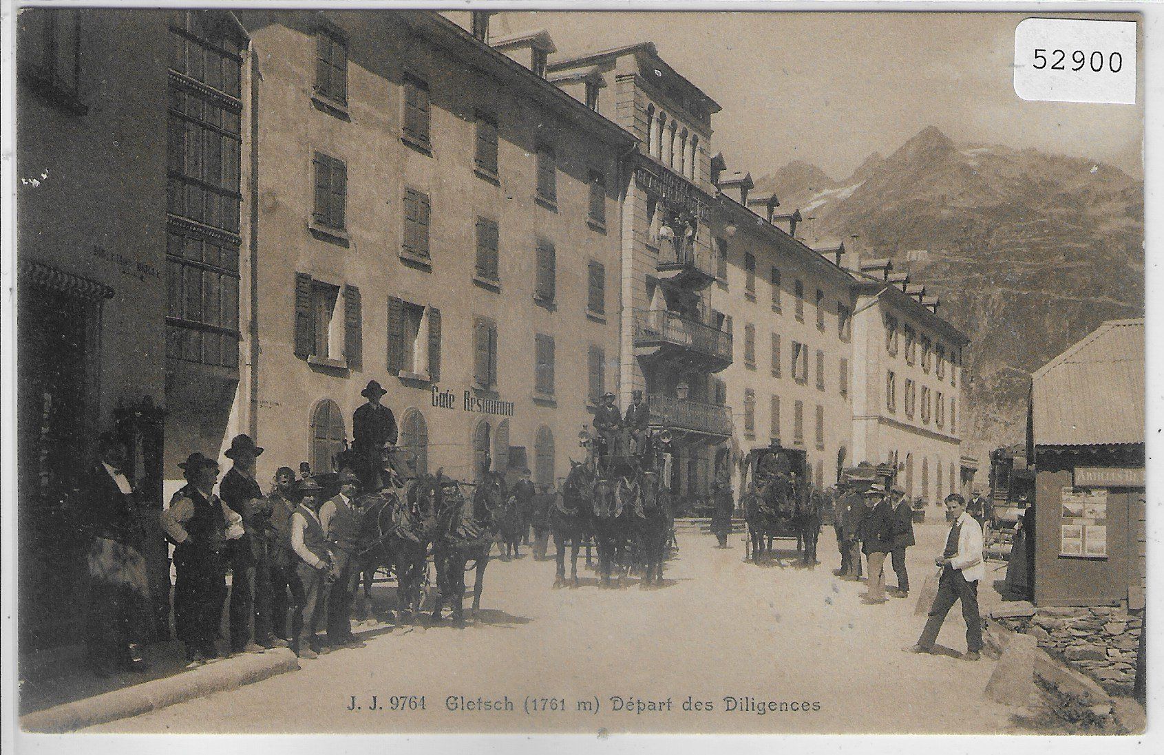 Cartoline postali: Gletsch - Depart des Diligences - Start der Postkutschen – Usato da Ettingen venduto da Kartenplanet