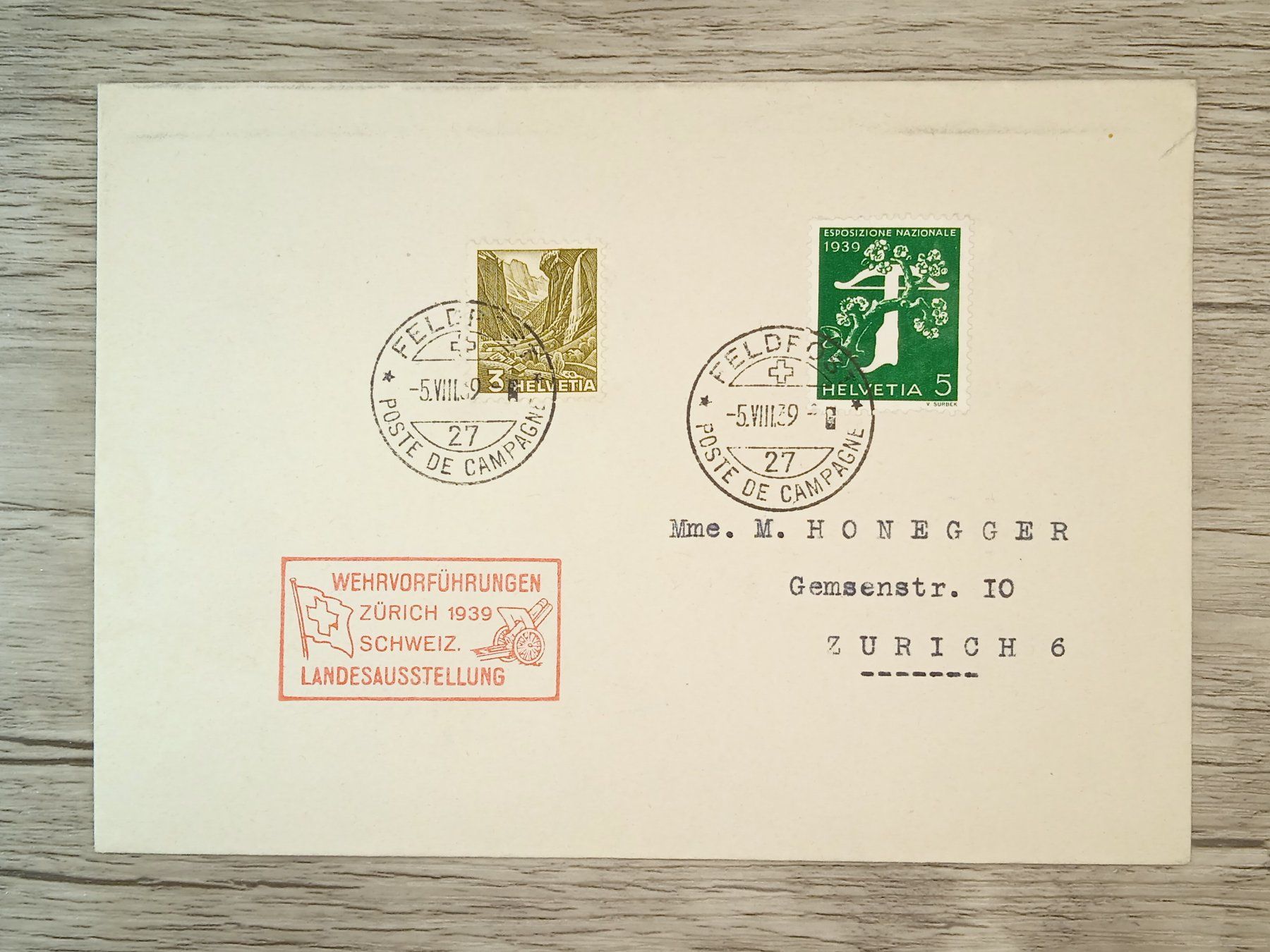 Tutti i francobolli: TR56 Enveloppe + Timbre Suisse 1939 – Usato da Cousset venduto da Patrick_Collections