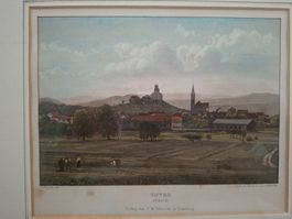 Schön kolorierte Aquatintaradierung von Uster. Um 1860