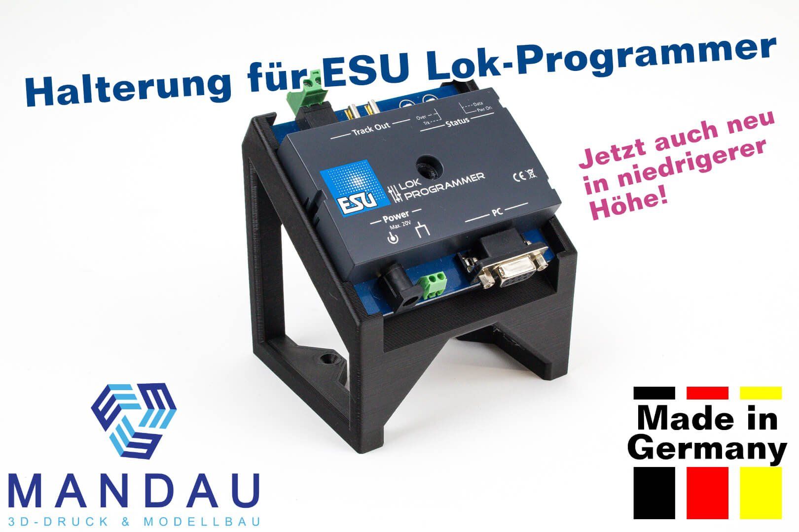 Modellini di ferrovie: Mandau 3D Halterung für ESU Lokprogrammer, niedrige Version – Usato da Basel venduto da mhmarken 1