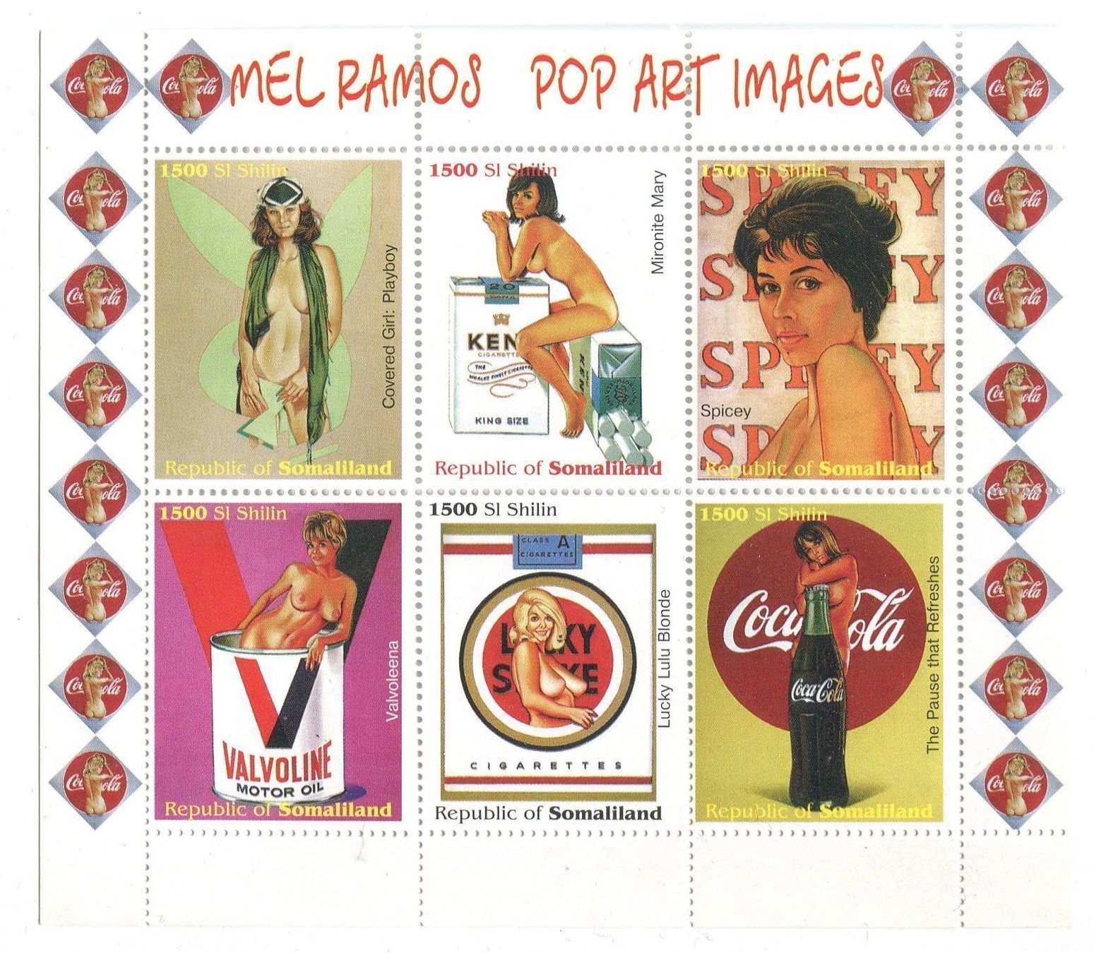 Alle Briefmarken: Block "Pin-up. Coca-Cola". Somalia. – Neu und originalverpackt aus Basel von Butsch5