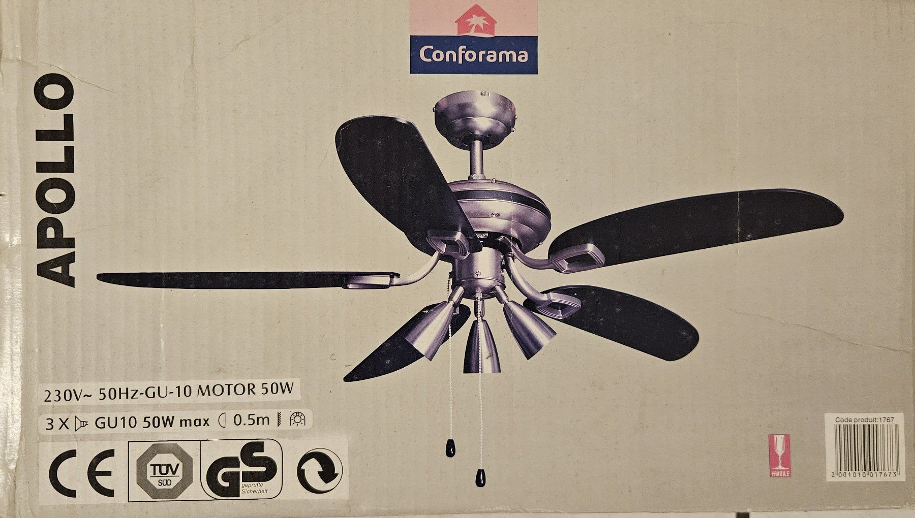 Ventilatori: Deckenventilator mit Beleuchtung-  Apollo (Conforama) – Usato da Riehen venduto da panafari