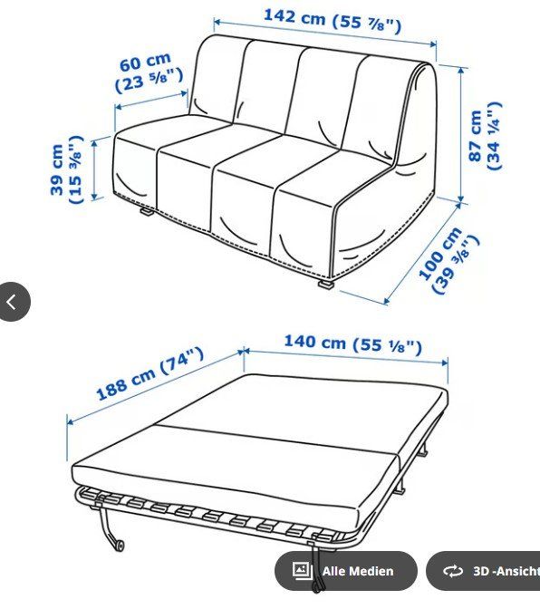 Ikea Sofas: Bettsofa LYCKSELE MURBO – D'occasion à Zwingen par Turbo63 2
