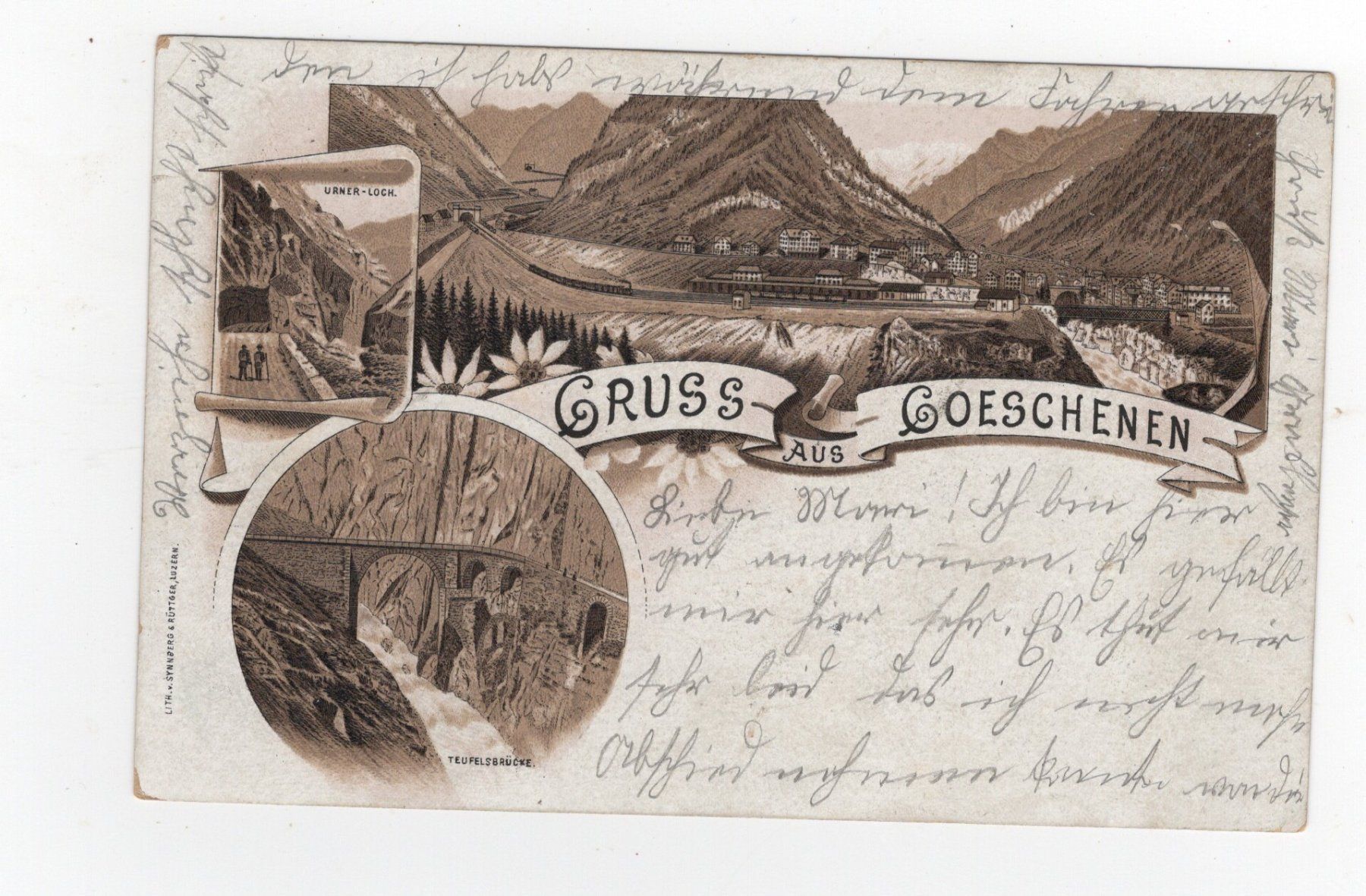 Cartoline postali: Göschenen Litho – Usato da Rapperswil SG venduto da INTELVI