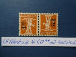 CH Kehrdruck Nr. K13 postfrisch mit Abklatsch