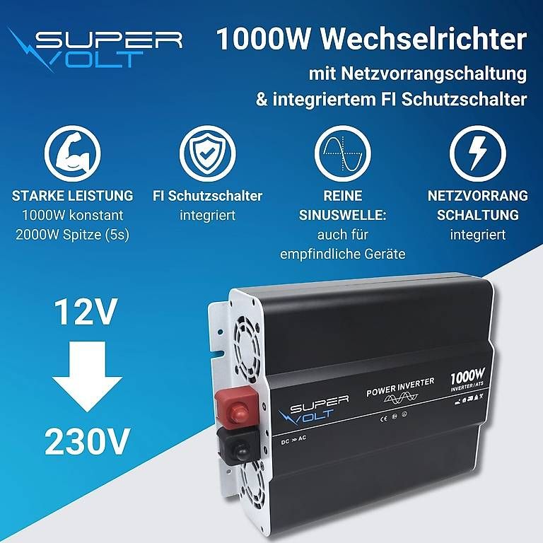 Inverter: Supervolt 12V 1000W Wechselrichter – Usato da Bülach venduto da CAMPTIVITY 1