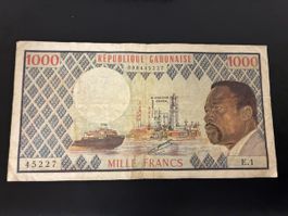 🇬🇲 Gabon 1000 / 1,000 francs P-3b P-3 1974