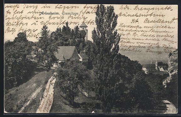 Cartoline postali: Arlesheim, Eremitage mit Umgebung aus de – Usato da Berlin venduto da bartko-reher