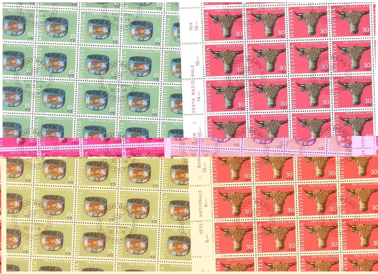 Alle Briefmarken: PP 1974 Satz Bogen mit Ersttagsstempel – Neu (gemäss Beschreibung) aus Frauenfeld von Interessent1 1