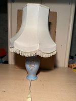 Lampe de chevet vintage bleue avec abat-jour fleuri✨💐💡