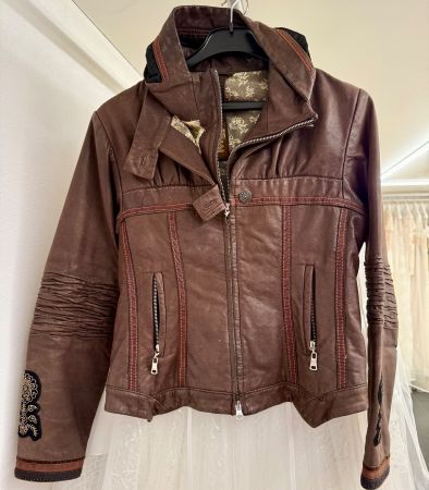Leder Jacke "ME Milestone" Gr. S 36, Satin Futter, Kapuze