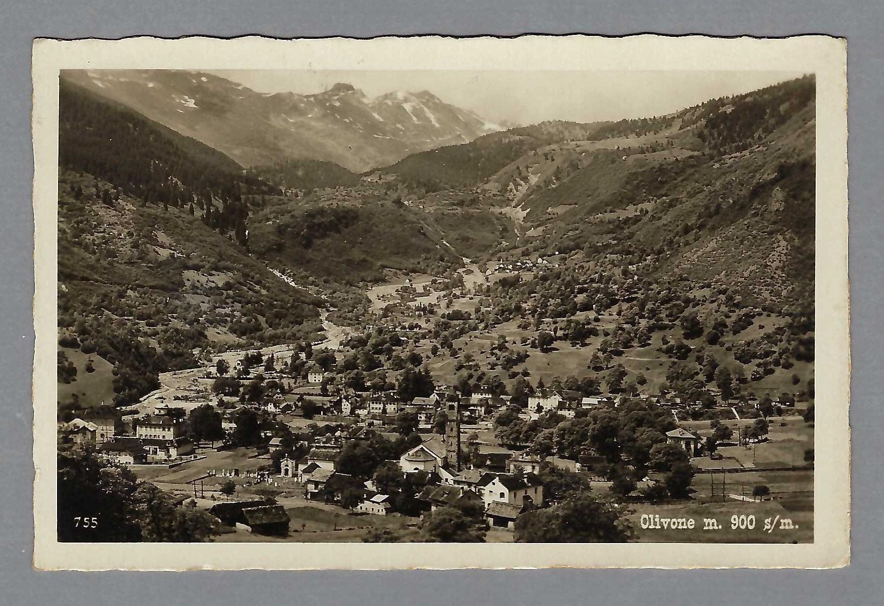 Cartoline postali: 1934, OLIVONE, PANORAMA – Usato da Pura venduto da ulisse1957
