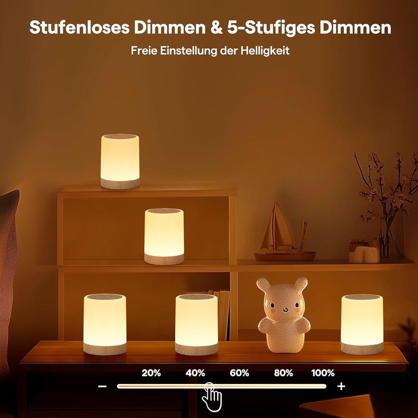 Lampade: 2x LED Nachttischlampe Touch dimmbar mit RGB – Nuovo e nell'imballaggio originale da Nuglar venduto da SmartLiving24 2
