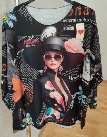 Pulli Bluse NEU Onesize 36-44 AA 64 Länge 68cm Baumwolle